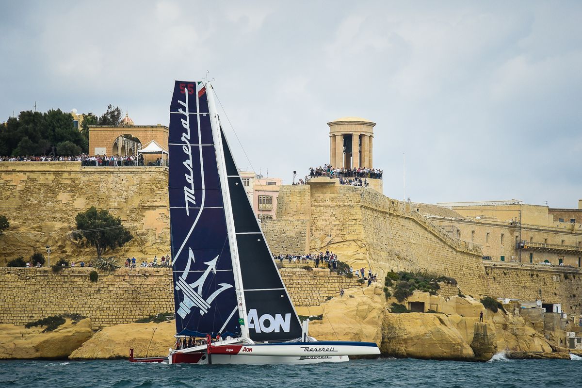Giovanni Soldini and Maserati Multi 70's team start 39th Rolex Middle Sea Race
